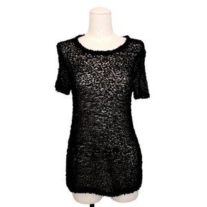 Rag & Bone Wool Blend Sheer Knit Short Sleeve Top Black Sz Small